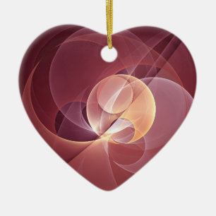 Abstract Elegant Modern Wine Red Fractal Art Ceramic Tree Decoration