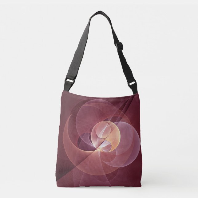 Abstract Elegant Modern Wine Red Fractal Art Crossbody Bag (Front)