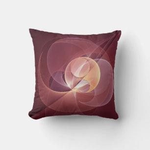 Abstract Elegant Modern Wine Red Fractal Art Cushion