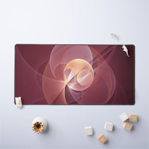 Abstract Elegant Modern Wine Red Fractal Art Desk Mat