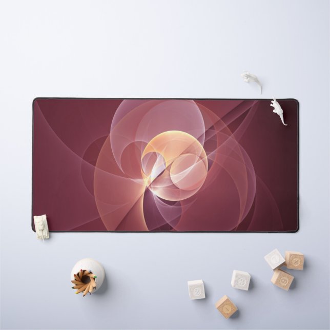 Abstract Elegant Modern Wine Red Fractal Art Desk Mat (Kids Table)