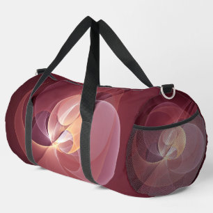 Abstract Elegant Modern Wine Red Fractal Art Duffle Bag
