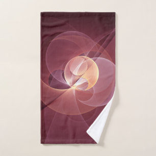 Abstract Elegant Modern Wine Red Fractal Art Hand Towel