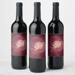 Abstract Elegant Modern Wine Red Fractal Art Label