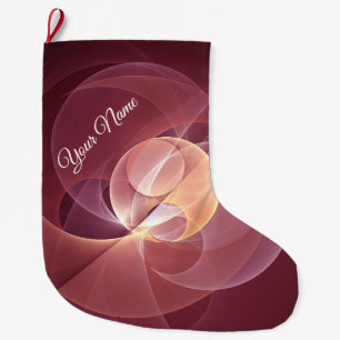 Abstract Elegant Modern Wine Red Fractal Art Name Large Christmas Stocking