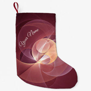 Abstract Elegant Modern Wine Red Fractal Art Name Small Christmas Stocking