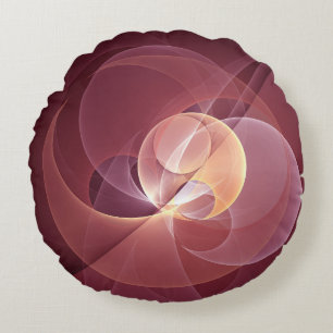 Abstract Elegant Modern Wine Red Fractal Art Round Cushion
