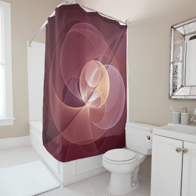 Abstract Elegant Modern Wine Red Fractal Art Shower Curtain (In Situ)