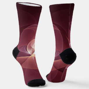 Abstract Elegant Modern Wine Red Fractal Art Socks