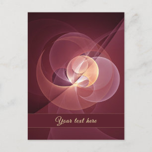 Abstract Elegant Modern Wine Red Fractal Art Text Postcard