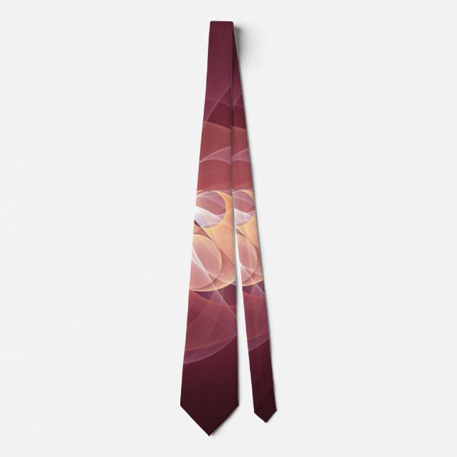 Abstract Elegant Modern Wine Red Fractal Art Tie (Front)