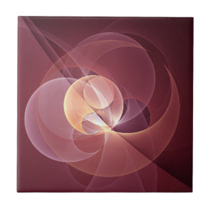 Abstract Elegant Modern Wine Red Fractal Art Tile