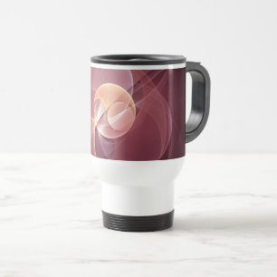 Abstract Elegant Modern Wine Red Fractal Art Travel Mug
