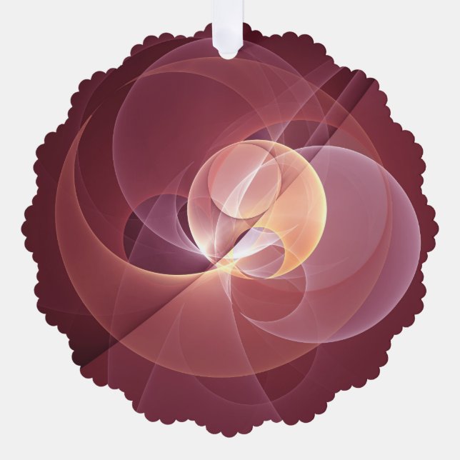 Abstract Elegant Modern Wine Red Fractal Art Tree Decoration Card (Front)