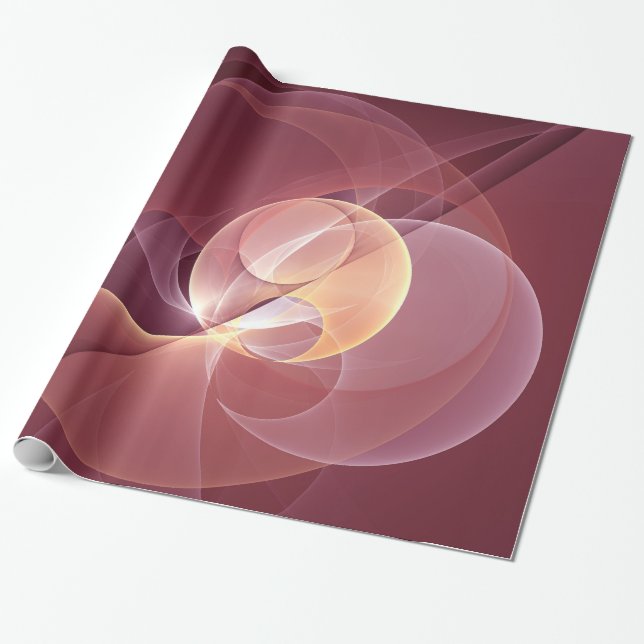 Abstract Elegant Modern Wine Red Fractal Art Wrapping Paper (Unrolled)