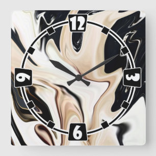 Abstract elegant retro colors digital fluid textur square wall clock