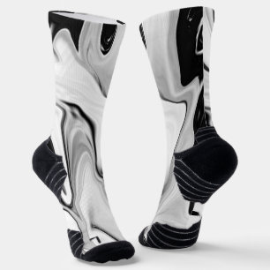 Abstract elegant retro colours digital fluid  larg socks