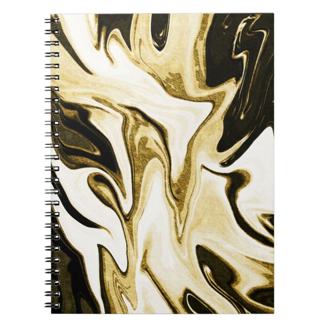Abstract elegant retro digital fluid liquid marble notebook (Front)