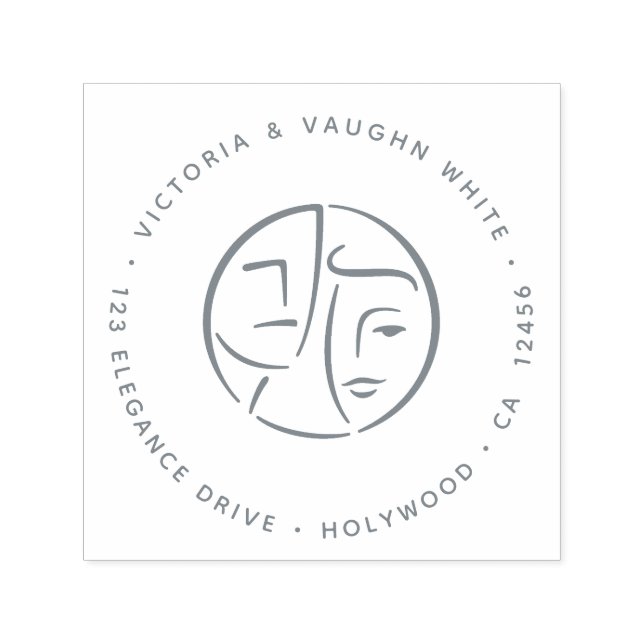 Abstract Elegant Rich Couple Return Address Self-inking Stamp (Design)