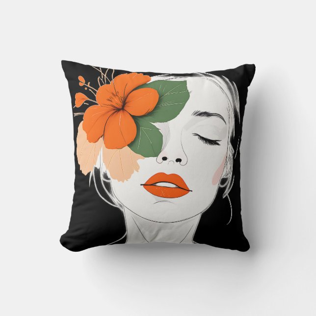 Abstract Elegant woman's face pinks Cushion (Front)