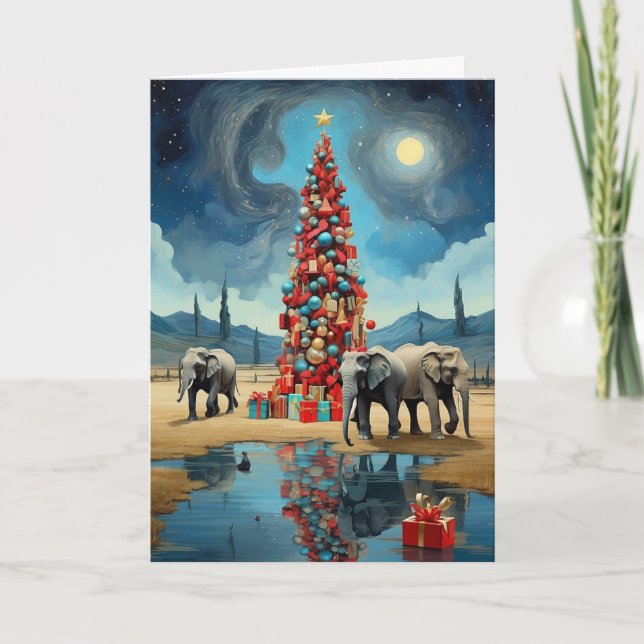 Abstract Elephant Christmas Card | Modern Holiday  (Front)
