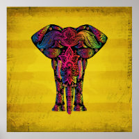 Abstract Elephant Ornamental Decorative Design