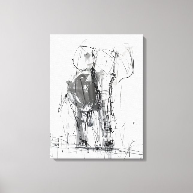 Abstract Elephant Sketch – Expressive Wildlife Art Canvas Print (Front)