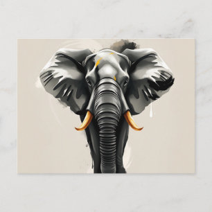 Abstract Elephant with Gold Tusks in Neutral Toned Postcard