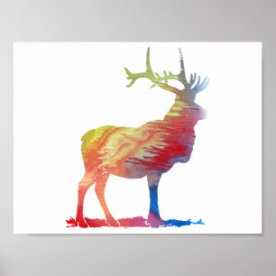 Abstract Elk silhouette Poster