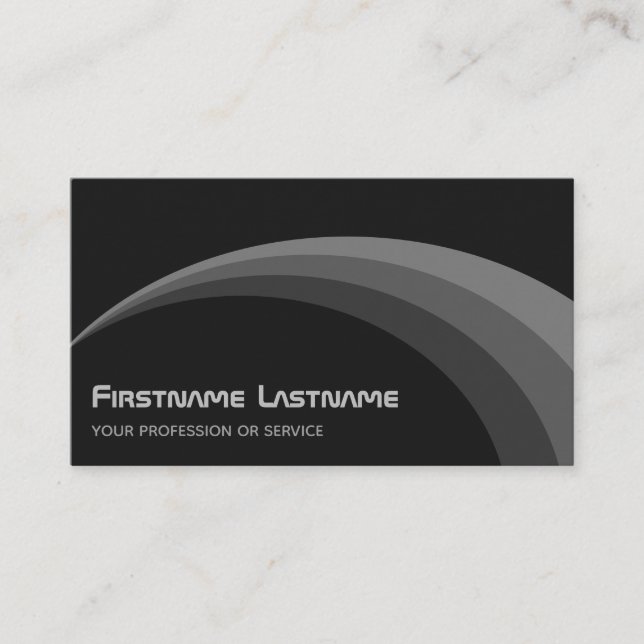 Abstract ellipse grey shades elegant black grey business card (Front)