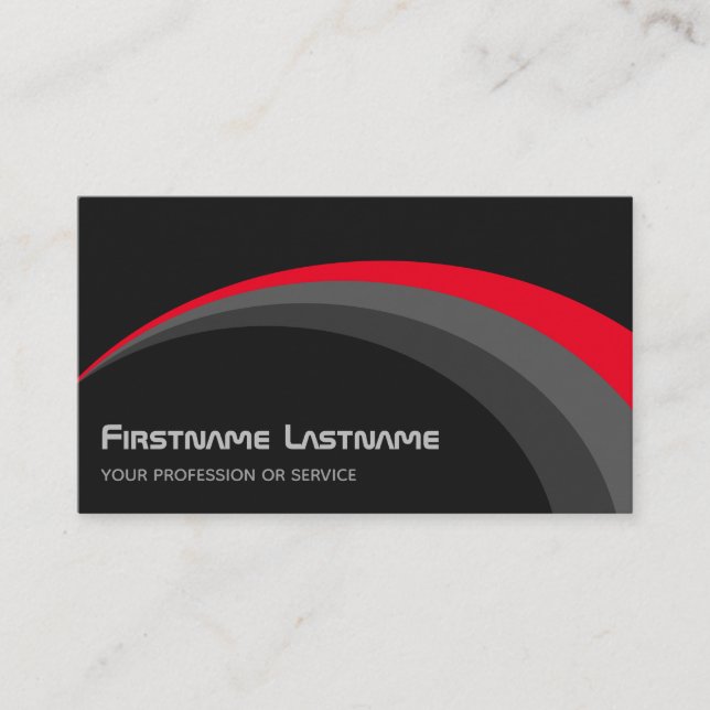 Abstract ellipse grey shades elegant red grey business card (Front)