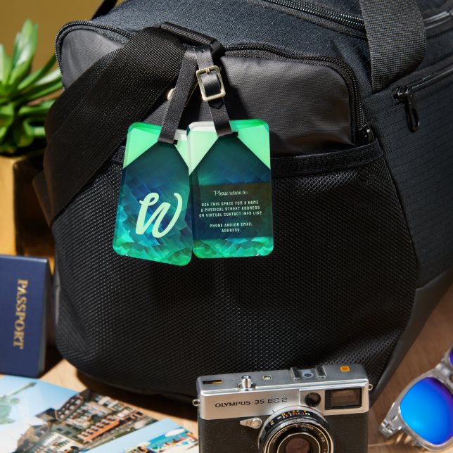 Abstract Emerald Alchemy Magical Energy Adventures Luggage Tag (Front & Back)