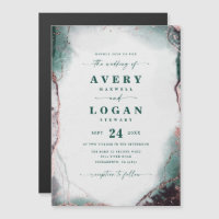 Abstract Emerald Green Magnetic Wedding Invitation