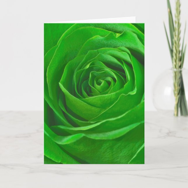 Abstract Emerald Green Rose Centre Photograph Card (Front)