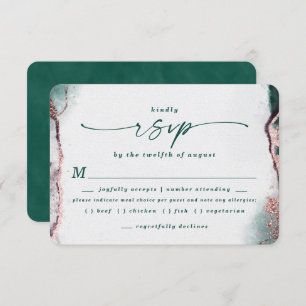 Abstract Emerald Wedding Meal Choice RSVP Card