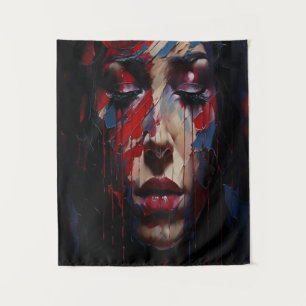 Abstract Emotional Portrait Expressionist Art Tapestry