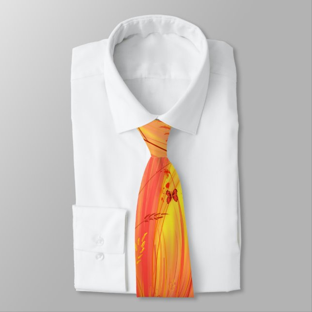 Abstract Enchanted Garden orange  Tie (Tied)