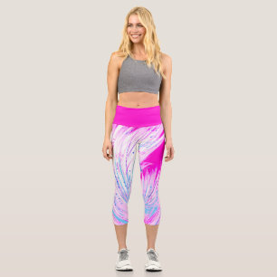 Abstract  Enchanted Garden  Pink Magenta  Capri Leggings