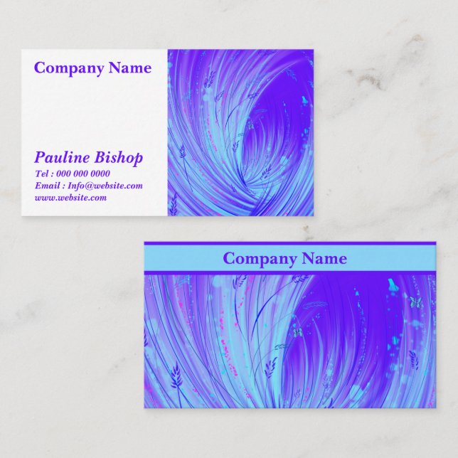 Abstract Enchanted Garden Purple blue Business Card (Front/Back)