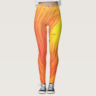 Abstract Enchanted Garden yellow orange Leggings