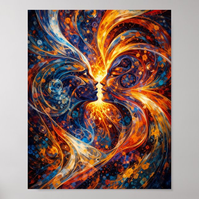 Abstract Energy Connection Faces Poster (Front)
