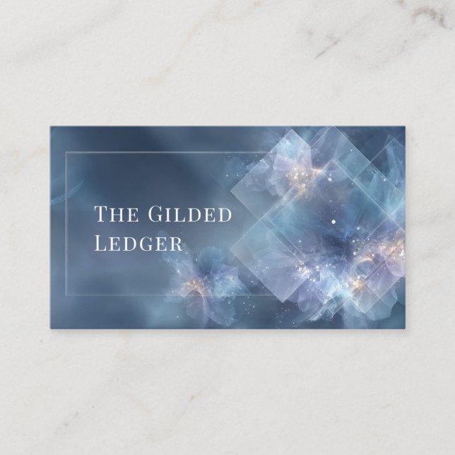 Abstract Ethereal Blue Crystalline Geometric Business Card (Front)