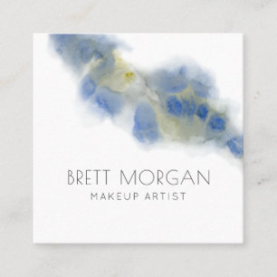 Abstract Ethereal Blue Watercolor Makeup Artist  Square Business Card