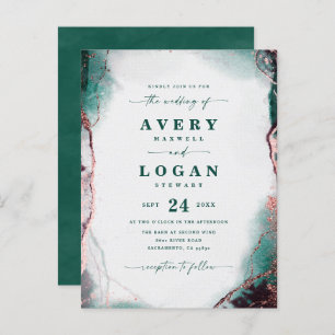 Abstract Ethereal Emerald Green Wedding Invitation