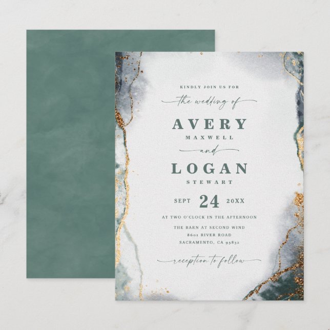 Abstract Ethereal Eucalyptus Wedding Invitation (Front/Back)