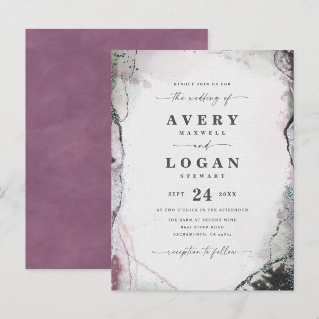 Abstract Ethereal Lilac Purple Wedding Invitation (Front/Back)