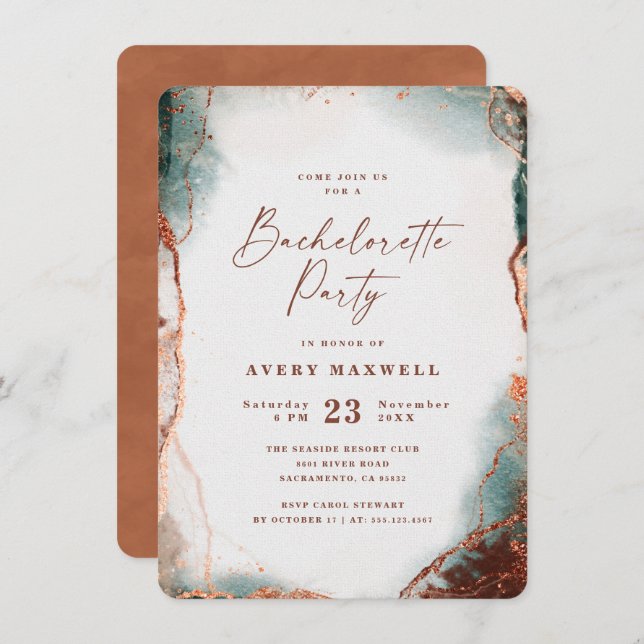 Abstract Ethereal Terra Cotta Bachelorette Party Invitation (Front/Back)