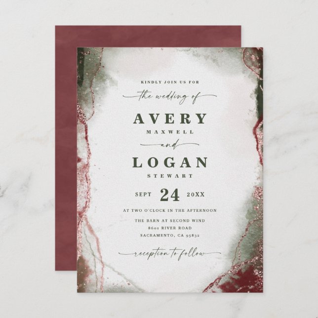 Abstract Ethereal Terra Rosa Wedding Invitation (Front/Back)