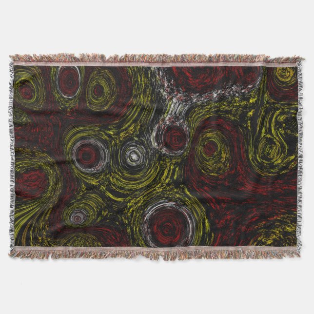 Abstract Ethnic Crimson Echo Throw Blanket (Front)