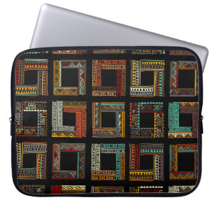 Abstract ethnic frames, seamless pattern laptop sleeve